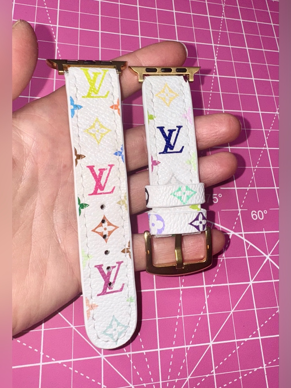 🩷 White multicolor Murakami watch band Hand crafted♻️